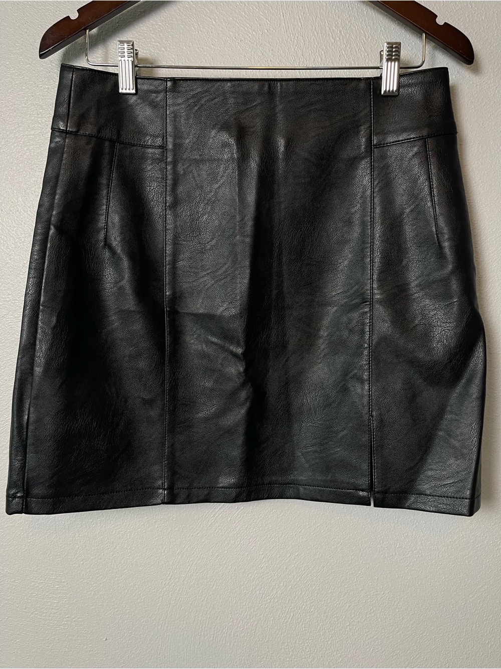 Top Shop- Faux Leather Mini Skirt in Black